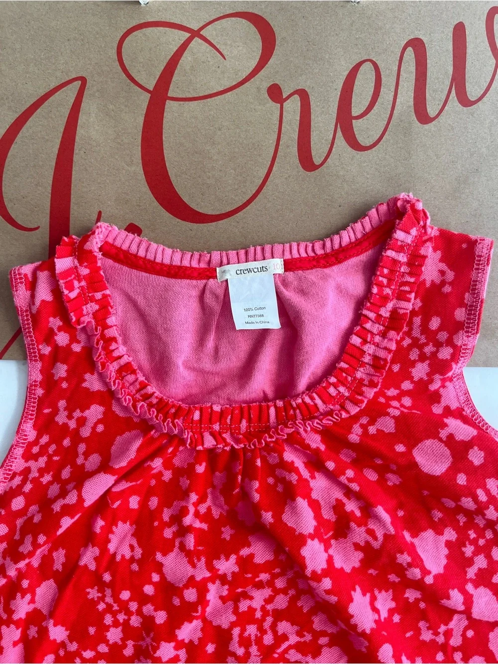 Crewcuts JCREW Preppy pink & Red tank Dress cover up swim sundress kids 10 girls